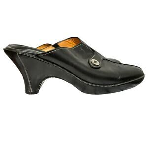 Cole Haan 'Devon' Black Leather Mules - Dress Shoes Slip On Heels Womens Sz 8.5